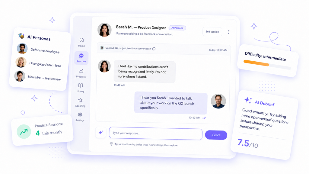 Koby Coaching — difficult conversation practice, AI personas, and debrief